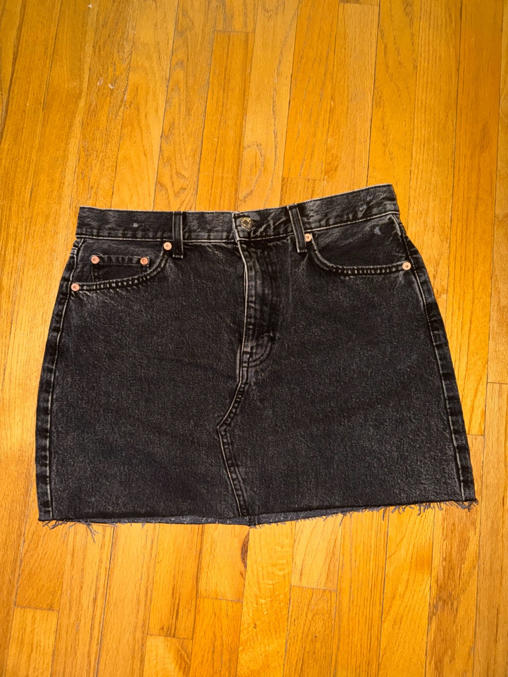 Mango Black Denim Mini Skirt